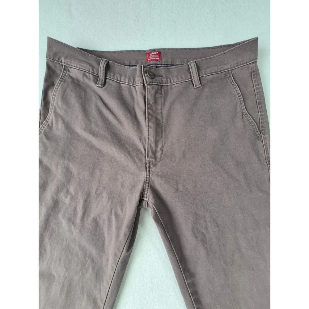 Levis XX Chino Standard Taper Pants Mens 34x30 Charcoal Grey Brown Twill Casual